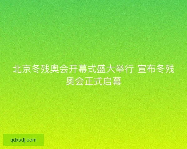 北京冬残奥会开幕式盛大举行 宣布冬残奥会正式启幕